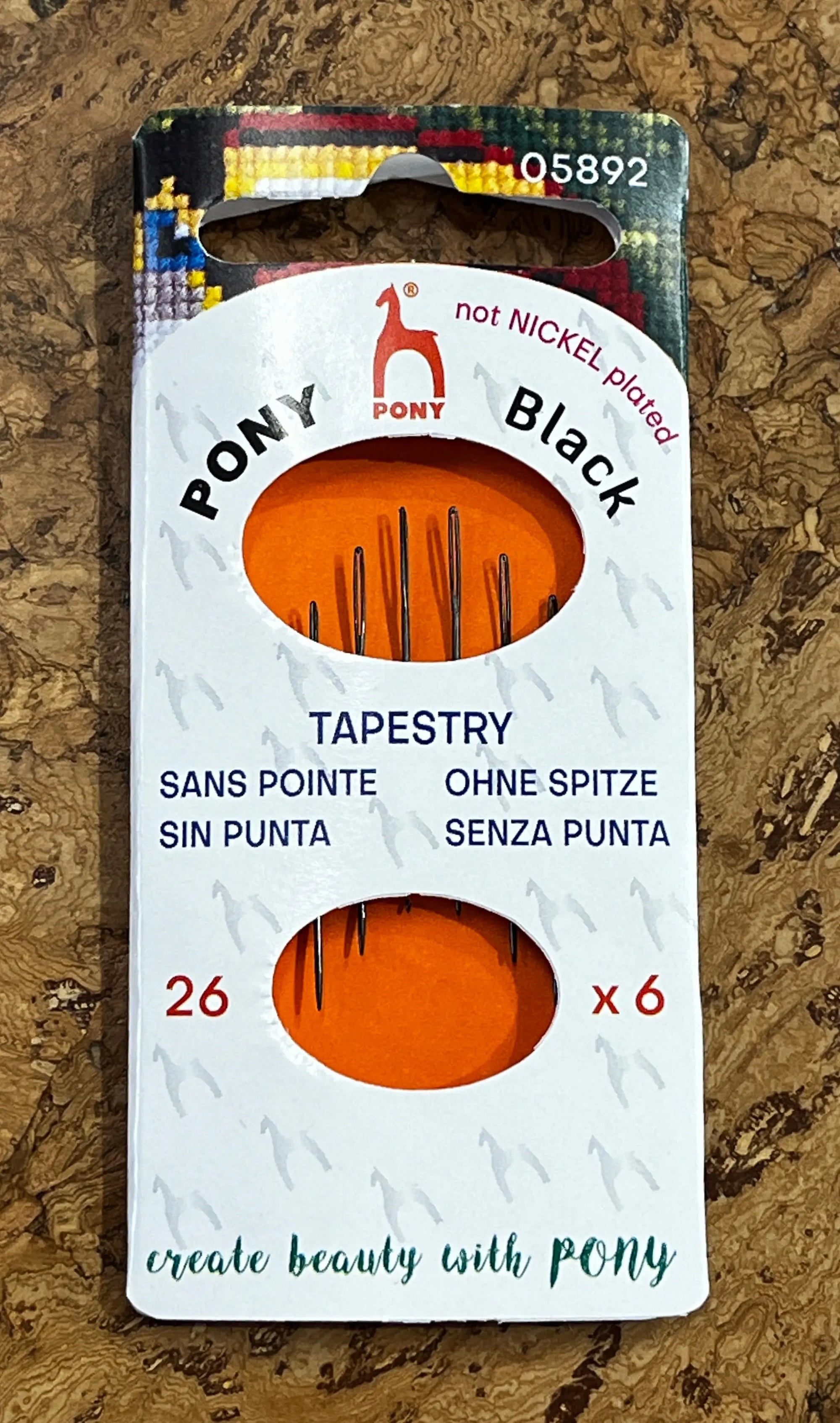 #26 Pony Black Hypoallergenic Needles Pony