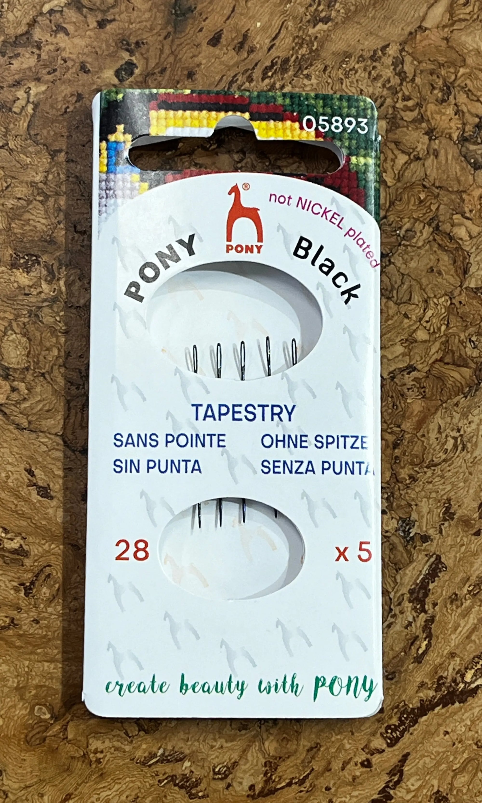 #28 Pony Black Hypoallergenic Needles Pony