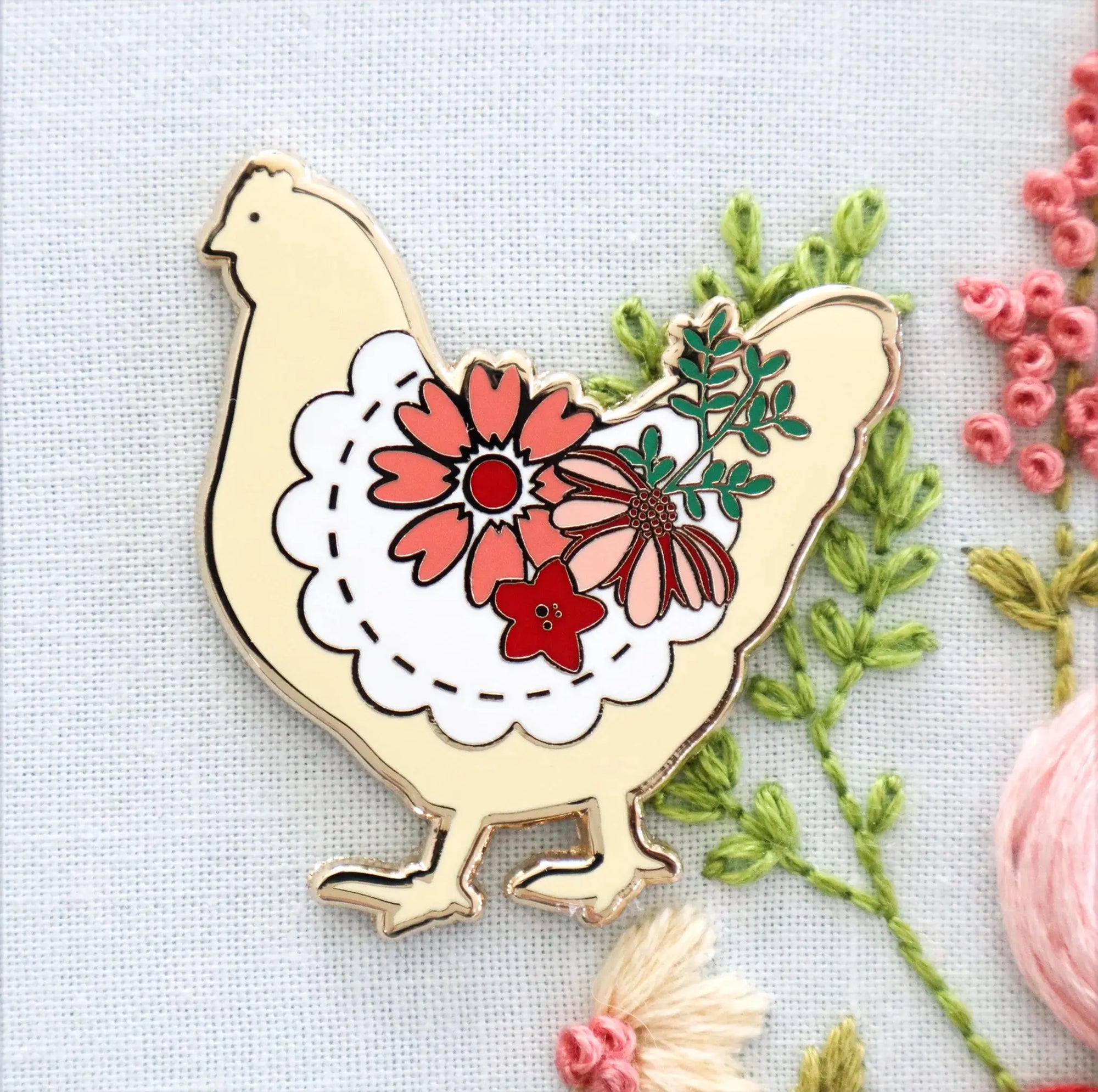 Farmhouse Floral Chick Needle Minder by Flamingo Toes Flamingo Toes