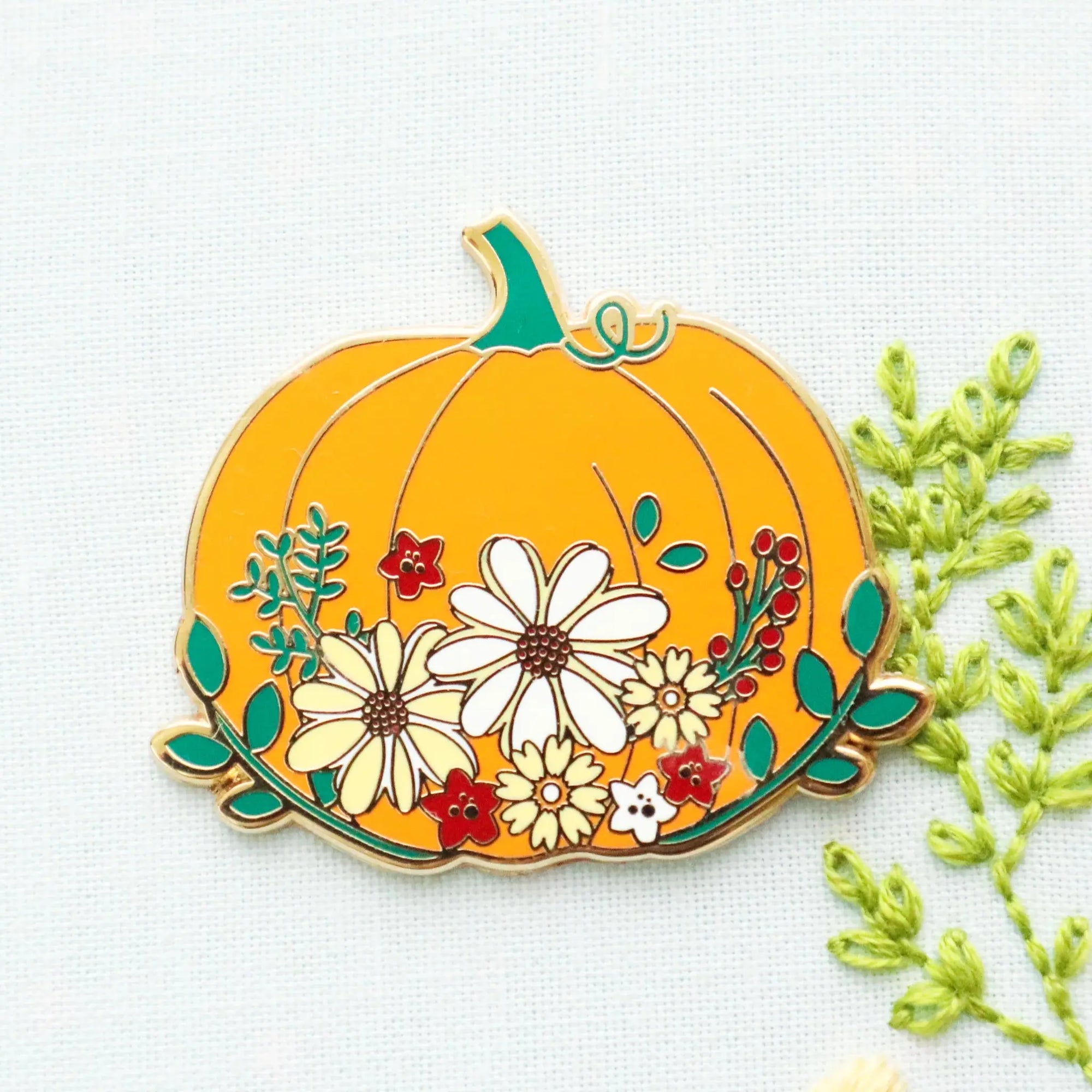 Floral Pumpkin Needle Minder by Flamingo Toes Flamingo Toes