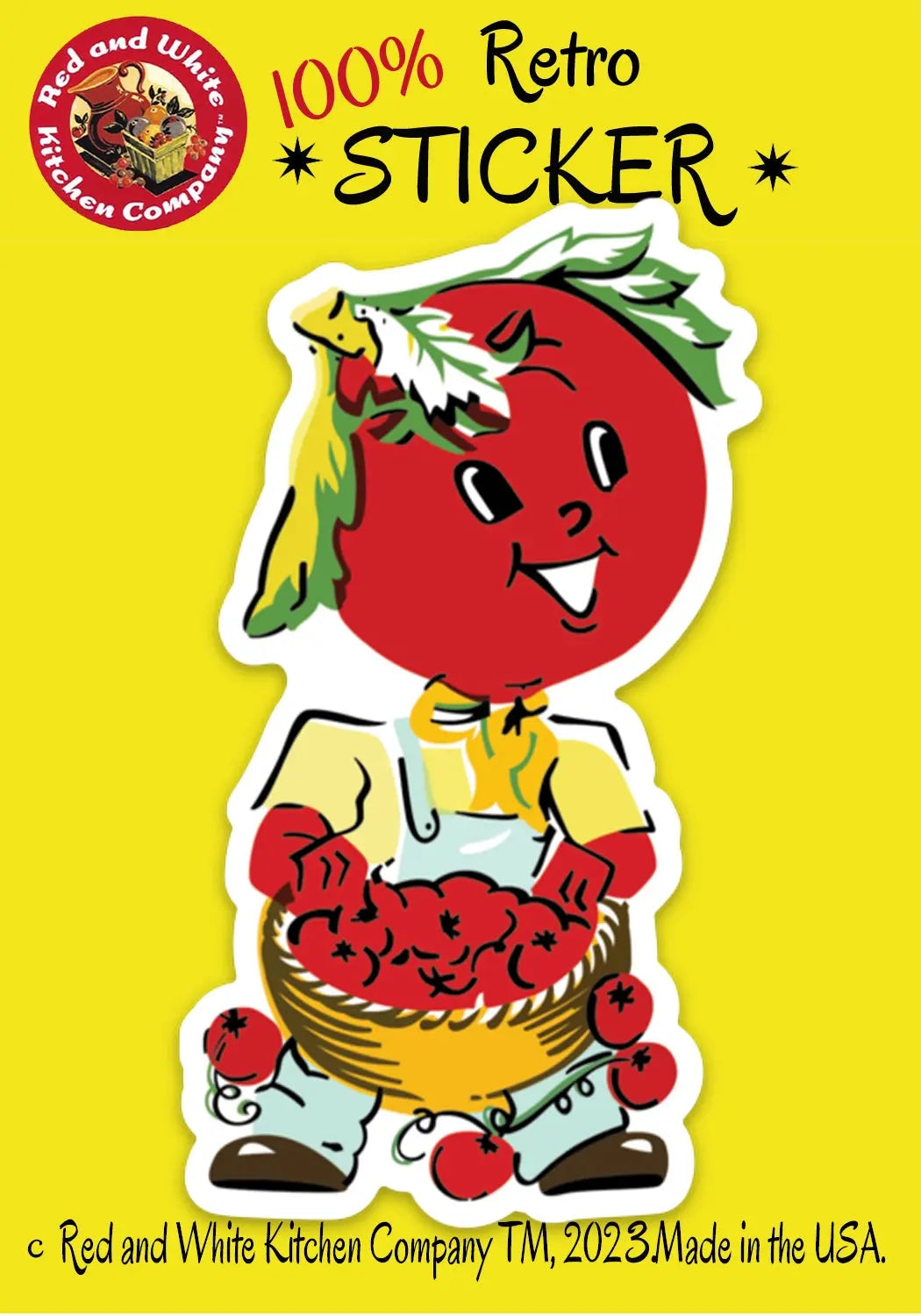 Mr. Veggie Tomato Retro Sticker by Red and White Kitchen Company Red and White Kitchen Company