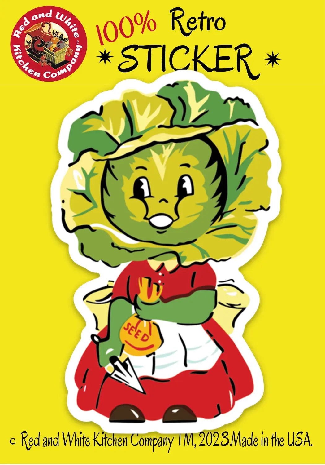 Mrs. Veggie Lettuce Retro Sticker by Red and White Kitchen Company Red and White Kitchen Company