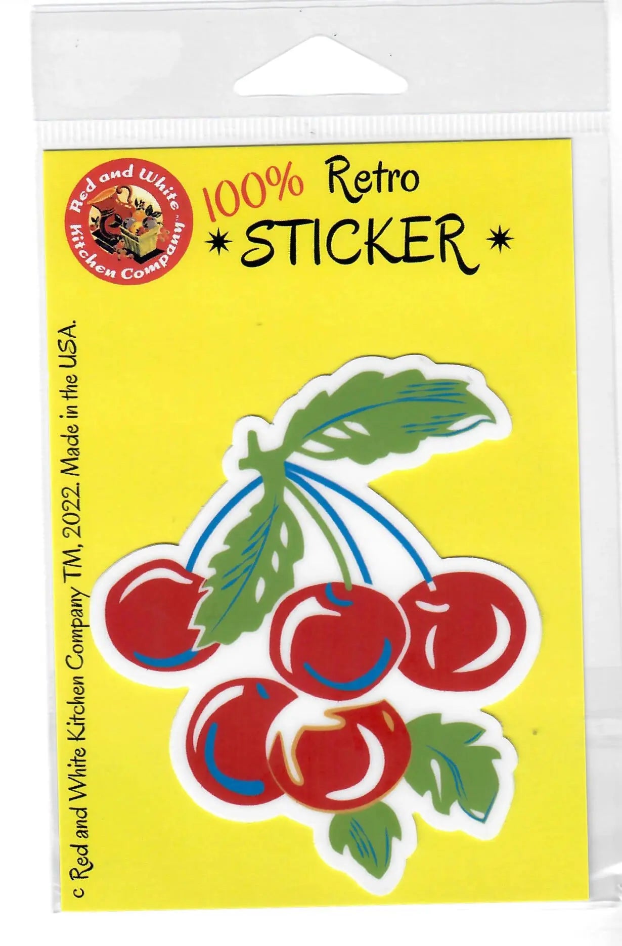 Sweet Cherries Retro Sticker by Red and White Kitchen Company Red and White Kitchen Company